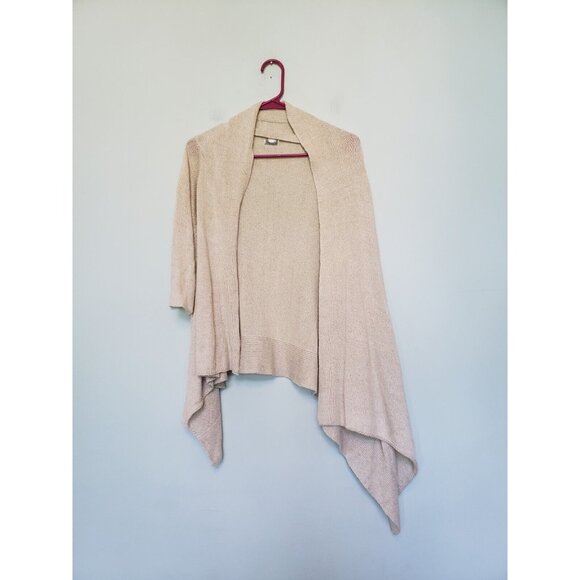 J. Jill Sweaters - J.Jill Womens Petites MP Cardigan Linen Cotton Blend Beige Open Front 3/4 Sleeve